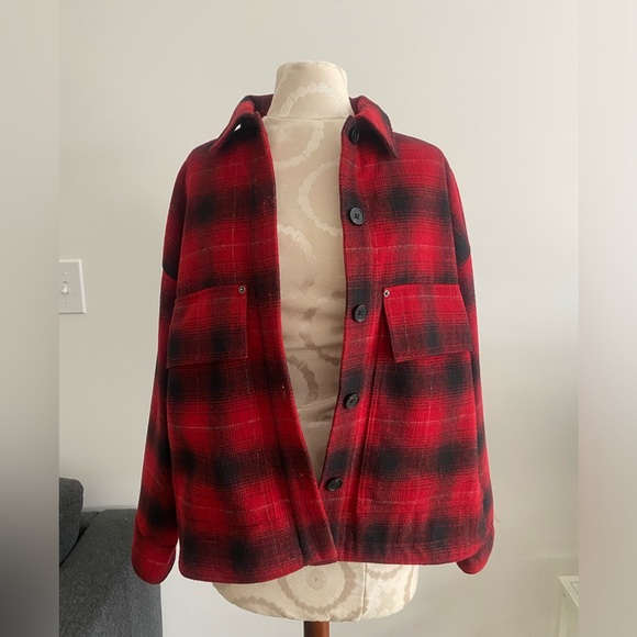 Zara oversized black & red flannels shacket - Picture 1 of 4